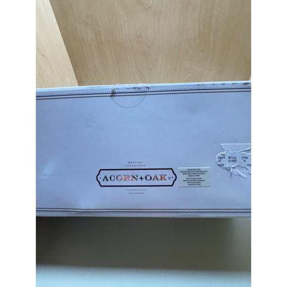 Set Of 3 Acorn + Oak Harvest Collection Glass Pumpkins Iridescent White With Gol - Picture 5 of 10